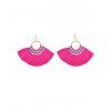 Boucles D'Oreilles Pendantes Secteur Style Bohémien à Frange - Rouge Rose 