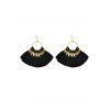 Boucles D'Oreilles Pendantes Secteur Style Bohémien à Frange - Noir 