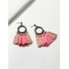 Boucles d'Oreilles Ethniques Cercle Pendantes à Frange - Rose clair 