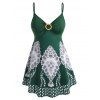 Haut à Bretelle Fleuri Anneau en O de Grande Taille à Volants - Vert Trèfle 5X