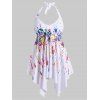 Paint Splatter Knotted Handkerchief Plus Size Tankini Swimwear - WHITE 3X