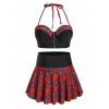 Maillot de Bain Bikini Panneau à Carreaux de Grande Taille à Armature - Rouge L