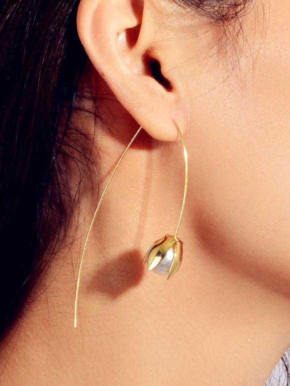 Conception florale Boucles d'oreilles perles artificielles - Or 