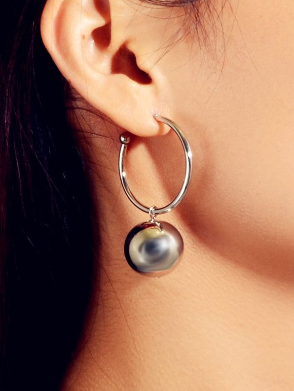 Cercle pendentif boule Boucles d'oreilles - Argent 