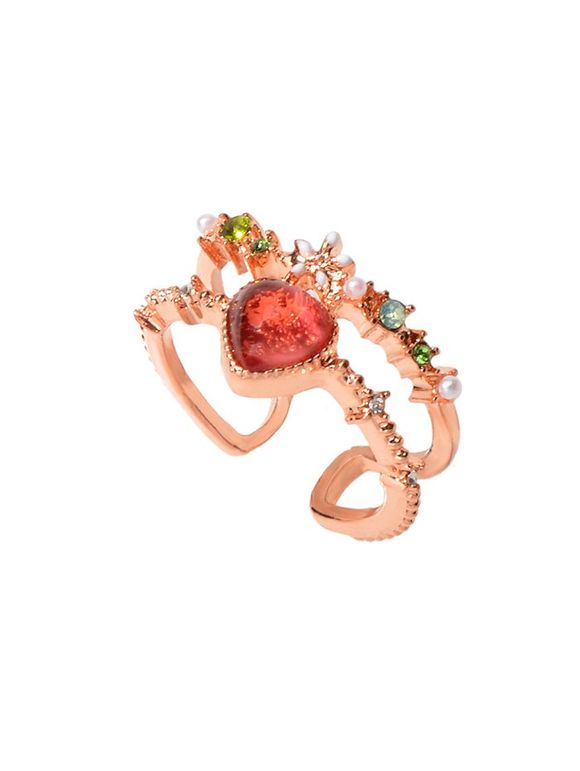 Creux strass coeur ouvert Bague - Or de Rose 