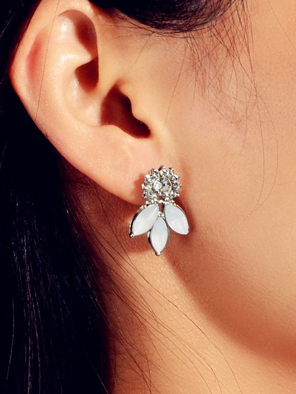 Floral strass Boucles d'oreilles - Argent 