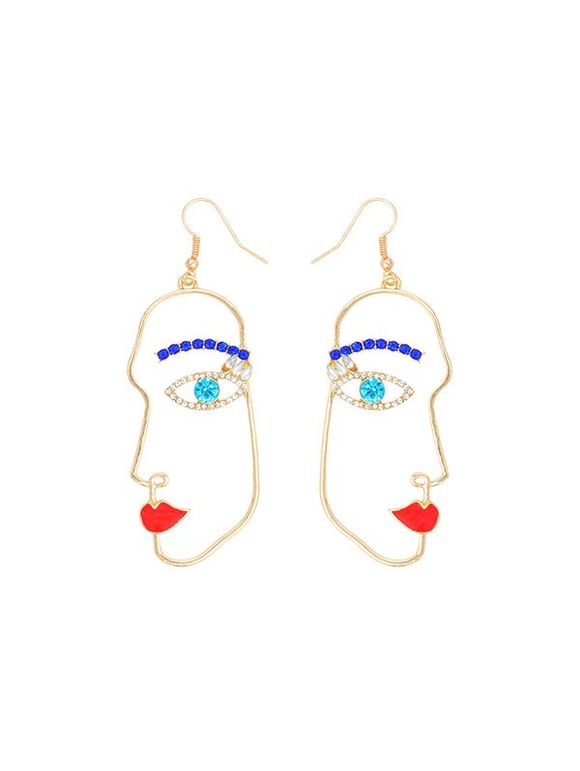 Boucles d'Oreilles au Crochet Beauté Visage en Strass - Or 