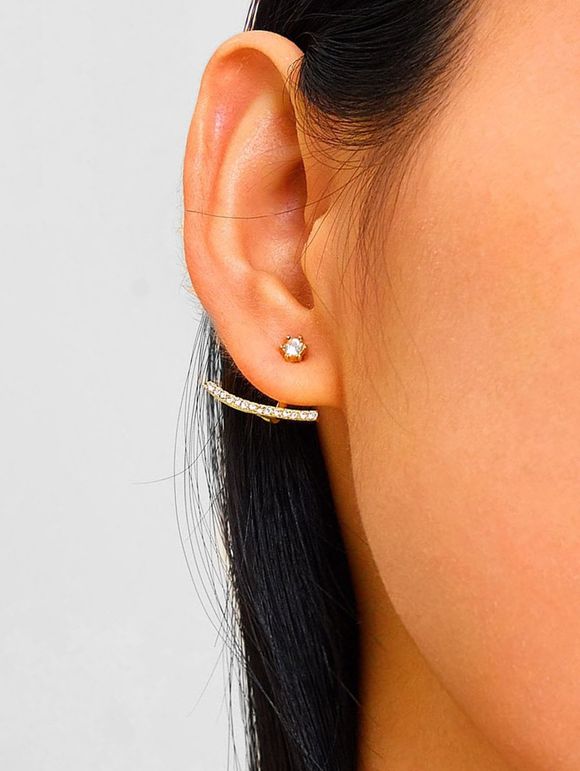 Boucles d'Oreilles Barre avec Strass - Or 