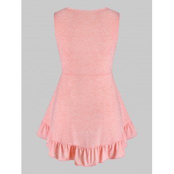 

Plus Size Lace Guipure Flounce Tank Top, Orange pink
