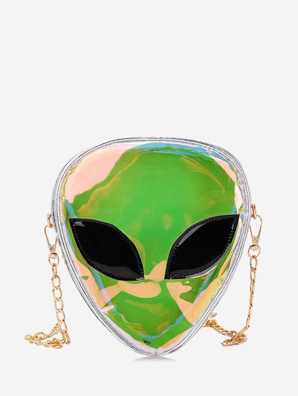 Alien Shape Hologram Chain Crossbody Bag - SILVER 