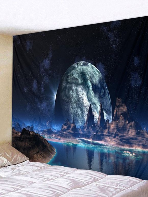 Tapisserie Murale Art Décoration Pendante Montagne Rivière et Planète Imprimés - multicolor W91 X L71 INCH