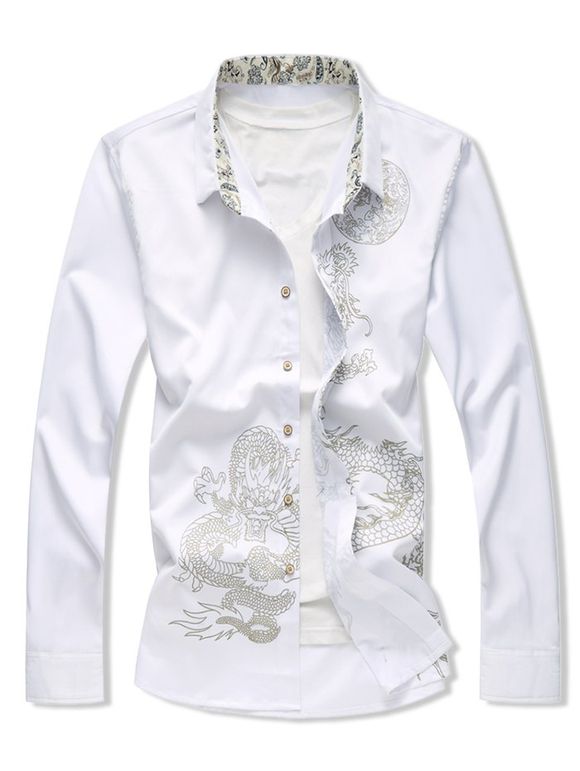 Chemise Décontractée Boutonnée
Dragon Imprmée - Blanc S