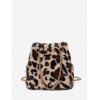 Sac à Bandoulière en Fausse Fourrure Motif Léopard avec Chaîne - Abricot 