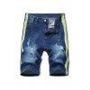 Short Déchiré Peinture Contrastée en Denim - Vert Thé 34
