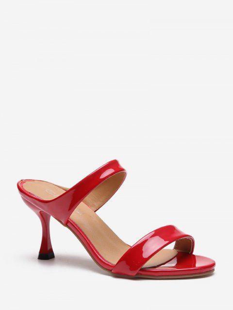 Solid Color PU Stiletto Heel Sandals