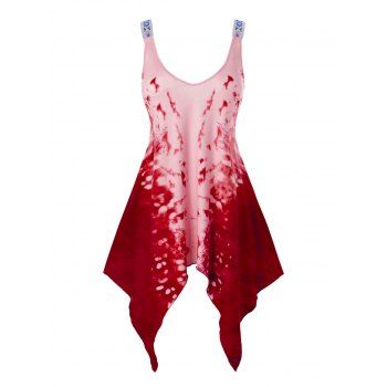 

Plus Size Tie Dye Handkerchief Tank Top, Rosso red
