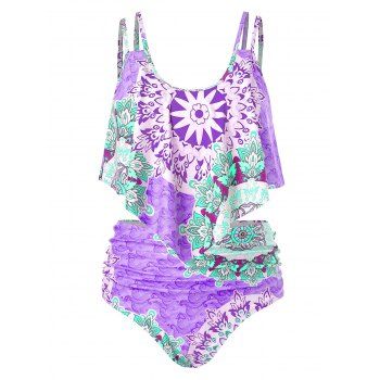 

Plus Size Printed Cami Tankini Swimsuit, Mauve