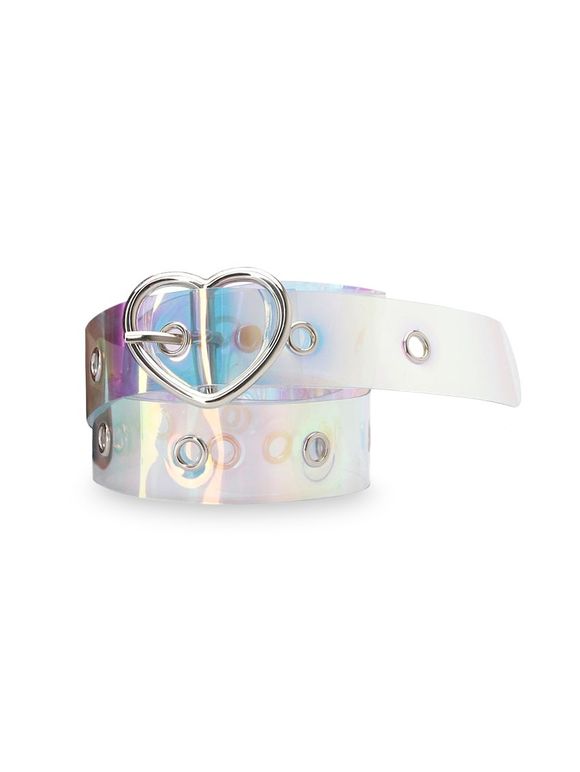 Ceinture Bouclée Cœur Au Laser - Argent 