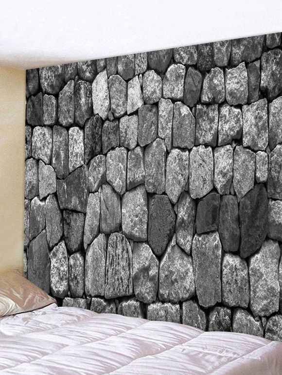 Tapisserie Murale Décorative Mur de Brique et Pierre Imprimés - multicolor W91 X L71 INCH