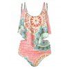 Maillot de Bain Tankini à Bretelle Imprimé de Grande Taille - Rose clair L