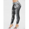 Legging Déchiré 3D Jean Imprimé en Dentelle de Grande Taille - Noir L