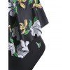 Plus Size Floral Print Cutout Tankini Swimwear - BLACK 5X