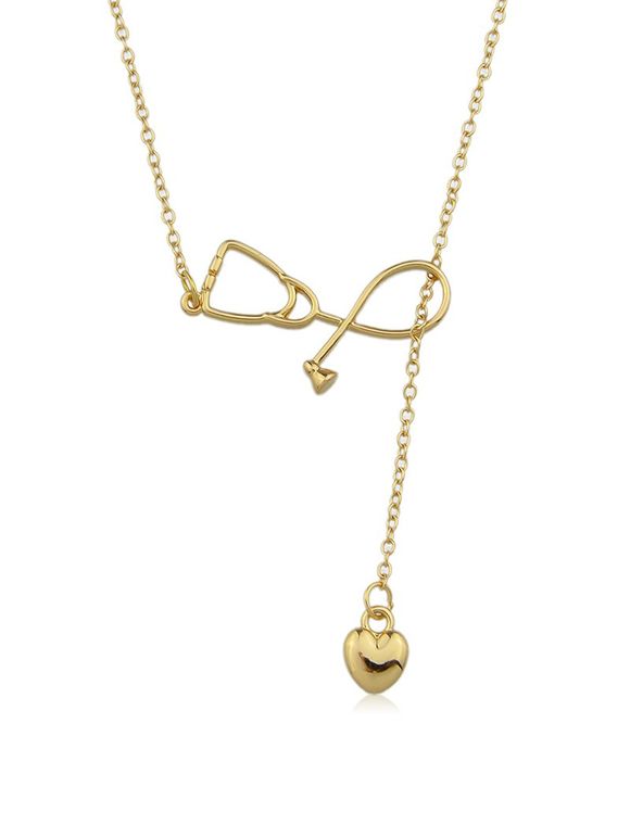 Collier Evidé en Forme de Cœur Stéthoscope - Or 