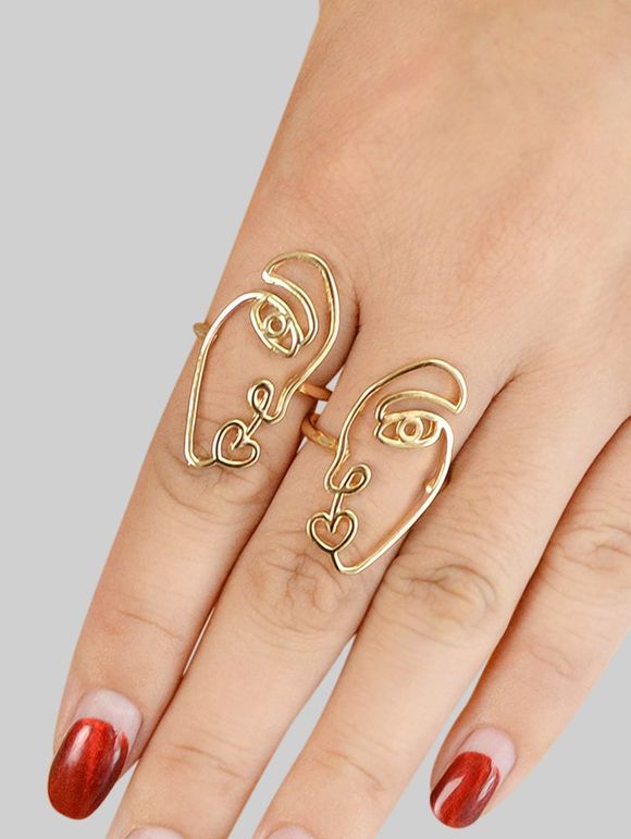 Bague Design Visage Evidé - Or 