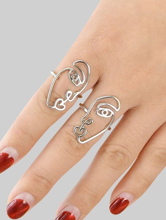 Bague Design Visage Evidé - Argent 