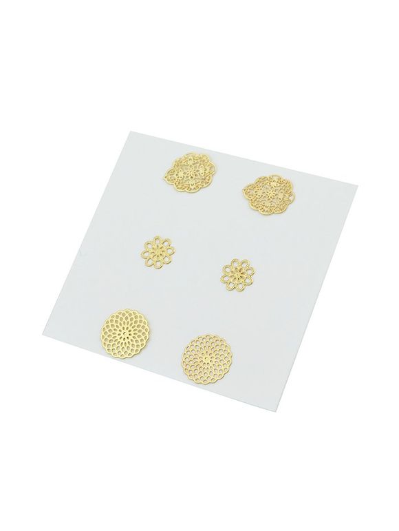 3 paires évider Set Flower Boucles d'oreilles - Or 