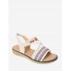 Sandales Plates Style Ethnique Ornées de Broderie - Beige EU 38