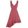 Robe Décontractée à Taille Haute avec Ourlet Irrégulier et Surplis Anneua en O - Rouge Cerise 2XL