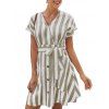 Stripe Mini A Line Dress - KHAKI XL