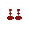 Boucles d'Oreilles Pendantes Motif de Lèvre en Acrylique - Rouge Lave 