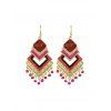 Perles Fringe Boucles d'oreilles ethniques géométriques - Rouge Rose 
