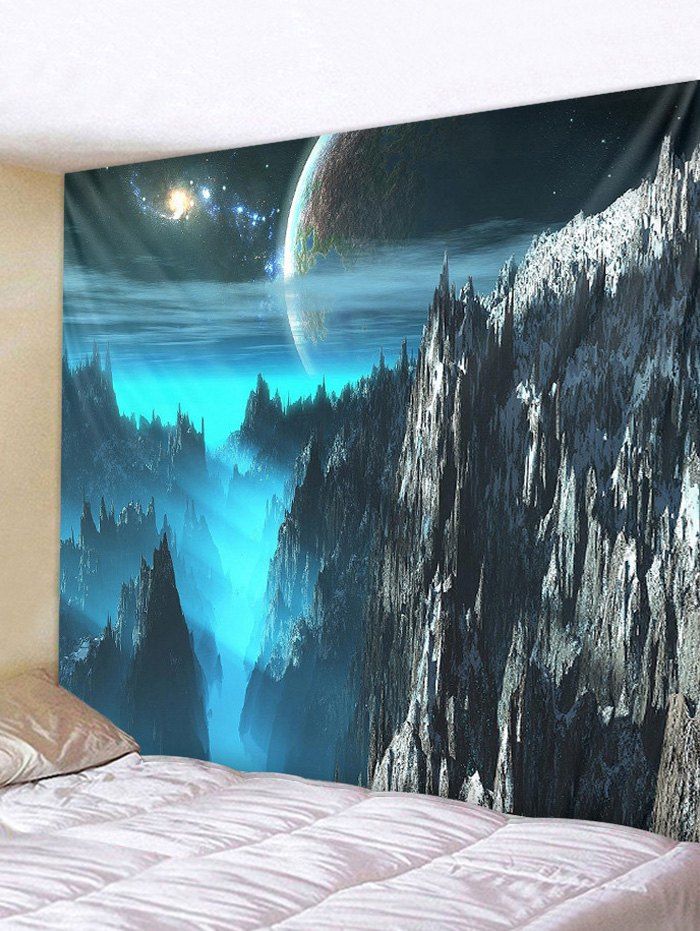 

Galaxy Planet Mountains Print Tapestry Wall Hanging Art Decoration, Multi
