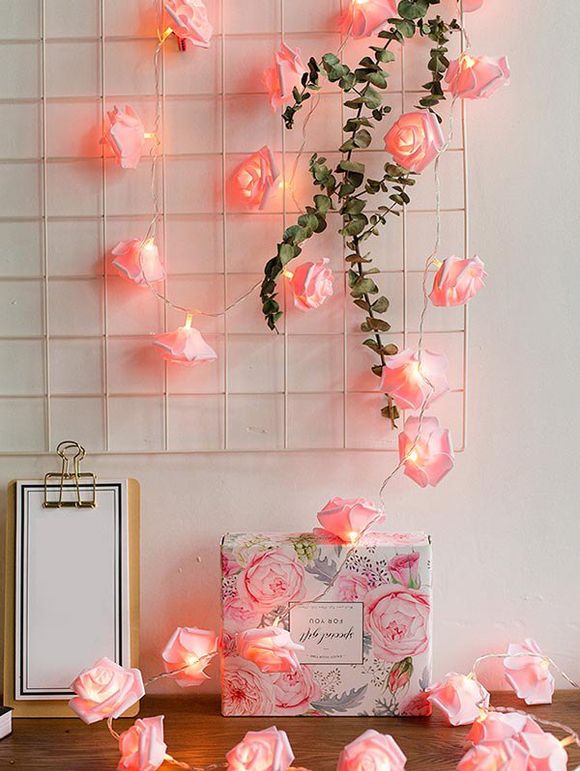 Guirlande Lumineuse LED Décorative en Forme de Rose - Rose Vif 