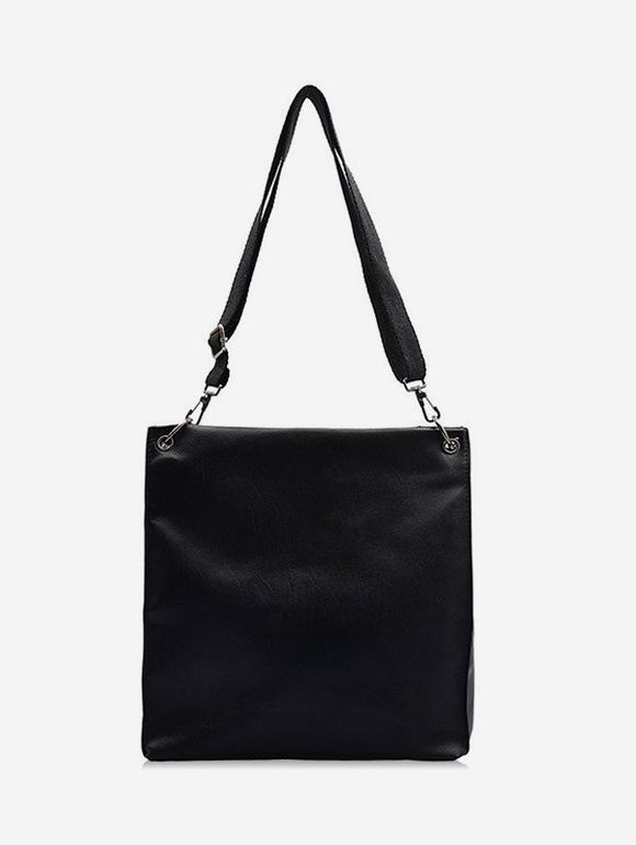 High Capacity Solid Shoulder Bag - BLACK 