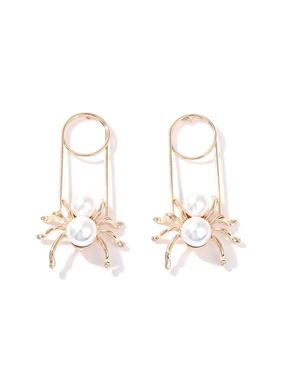 Faux Pearl Alloy Spider Earrings - WHITE 