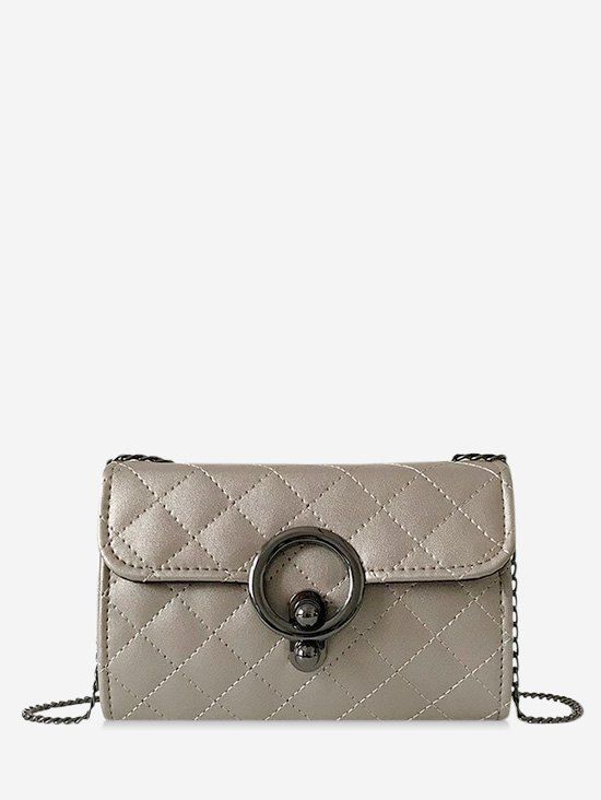 Sac à Bandoulière Matelassé à Chaîne Cercle - Argent 