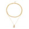 Collier Superposé Lettre Serrure Pendant - Or 