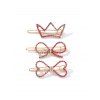 Ensemble de Pince à Cheveux Evidée avec Nœud Papillon avec Strass 3 Pièces - Rose 
