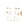 Ensemble de Boucles d'Oreilles Géométriques Feuille en Forme de C 6 Paires - Or 
