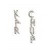 Boucles d'Oreilles Pendantes Lettre Evidées avec Strass - Argent 