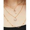 Collier Pendant Superposé Etoile et Clé avec Strass - Or 