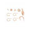 Ensemble de Boucles D'Oreilles Géométriques Feuille Evidées 10 Pièces - Or 