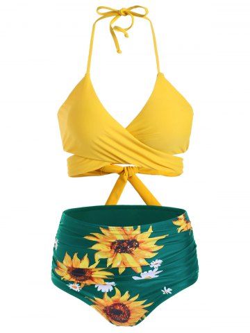 Maillot de Bain Tankini Tournesol à Col Halter
