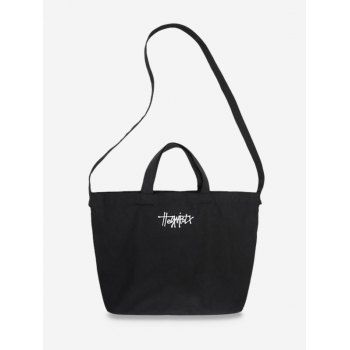 

Casual Letter Canvas Crossbody Bag, Black
