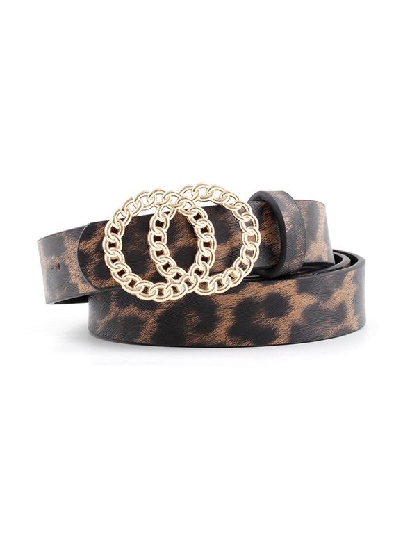 Ceinture à Double Cercles en Forme de Cercle avec Chaîne - Léopard 
