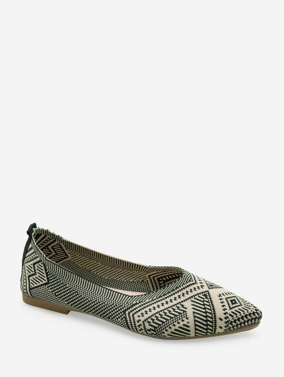 Chaussures Plates Géométrique Imprimé à Bout Pointu - Noir EU 40